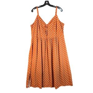 City Chic Polka Dot Tie Front Midi Dress Size 20 Plus Size Burnt Orange